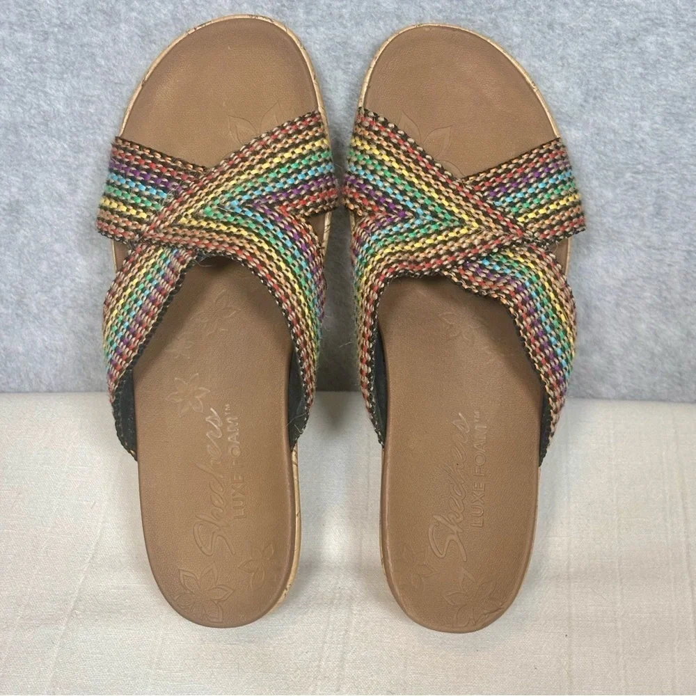 Skechers Beverlee - Delighted Heeled Wedge Sandal-Multicolored-Women Size 9
